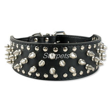 Load image into Gallery viewer, 2inch Wide Spiked Studded Leather Collars